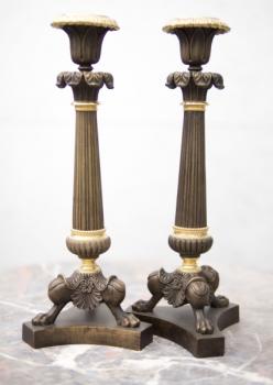 Zwei Kerzenhalter - Messing - 1870
